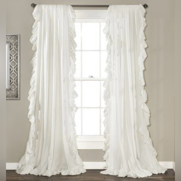 The Gray Barn Other - The Gray Barn Gila Ruffled Edge Curtain Panel Pair 54"W x 84"L - Ivory